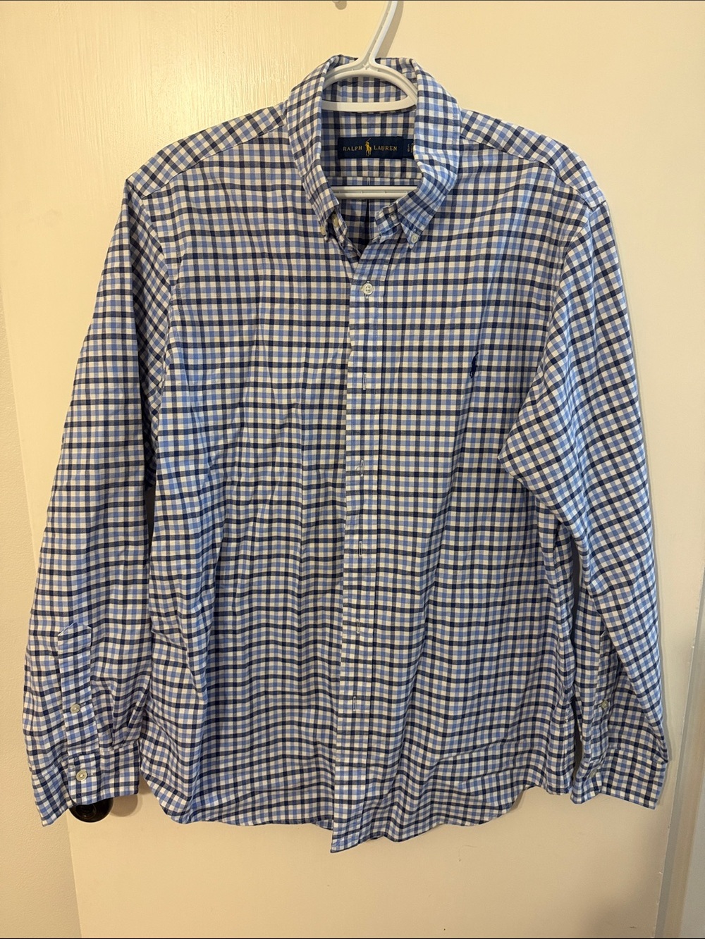 Ralph Lauren Blue and White Gingham Button-Down Shirt
